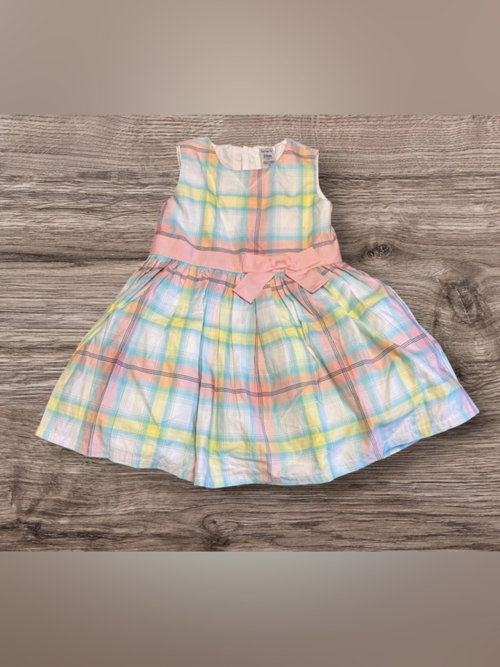 NWT Carters Pastel Plaid Fit And Flare Dress SZ 24M